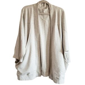 Garnet Hill Cardigan Women's Gray L Oversized Relaxed Athleisure Comfy Sweater
